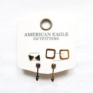 NEW AMERICAN EAGLE 3 Pairs LOT Triangle Rose Gold Silver Arrows Studs